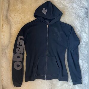 Vintage | rare Free City let's go black boxy zip up unisex hoodie